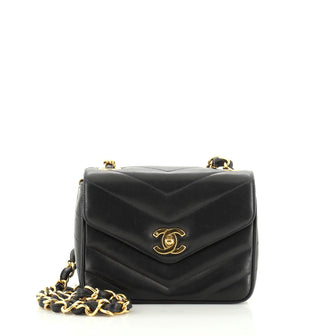 Chanel Vintage Envelope Flap Bag Chevron Lambskin Mini