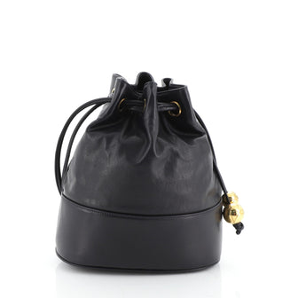 Chanel Vintage CC Drawstring Bucket Bag Lambskin Small