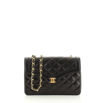 Chanel Vintage Chain Curved Flap Bag Quilted Leather Small