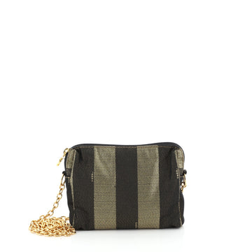 Fendi Vintage Chain Crossbody Metallic Pequin Canvas Mini