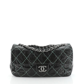 Chanel Double Stitch Flap Bag Quilted Glazed Calfskin Medium