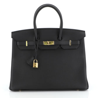 Hermes Birkin Handbag Black Togo with Gold Hardware 35