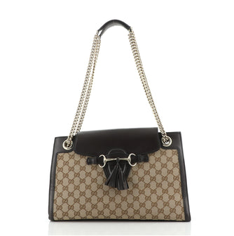 Gucci Emily Chain Flap Shoulder Bag GG Canvas Large