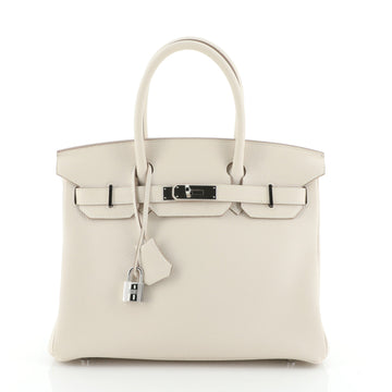 Birkin Handbag Craie Togo with Palladium Hardware 30
