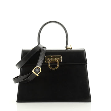 Salvatore Ferragamo Gancini Convertible Top Handle Bag Leather Medium