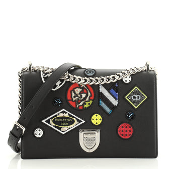 Christian Dior Diorama Flap Bag Patch Embellished Leather Medium