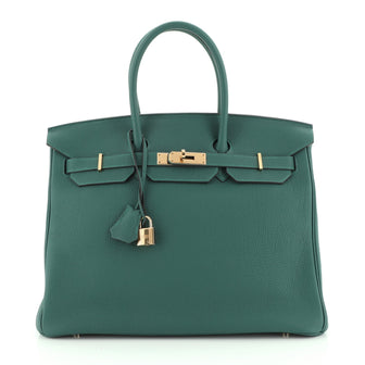 Hermes Birkin Handbag Green Togo with Gold Hardware 35