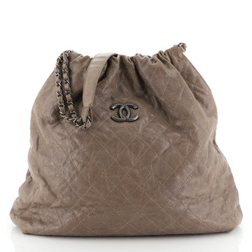Chanel CC Elastic Shoulder Bag Quilted Caviar Large