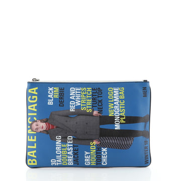 Balenciaga Supermarket Clip Pouch Printed Leather 