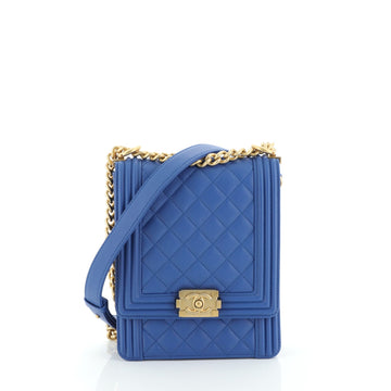 Chanel North South Boy Flap Bag Quilted Calfskin Small