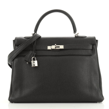 Kelly Handbag Noir Togo with Palladium Hardware 35