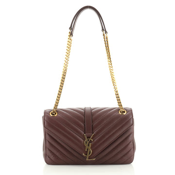 Saint Laurent Classic Monogram College Bag Matelasse Chevron Leather Medium
