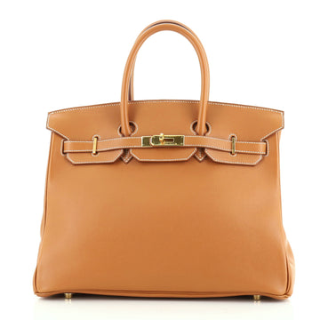 Hermes Birkin Handbag Brown Gulliver with Gold Hardware 35