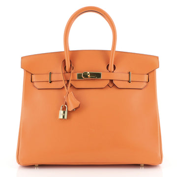 Hermes Birkin Handbag Orange Gulliver with Gold Hardware 35