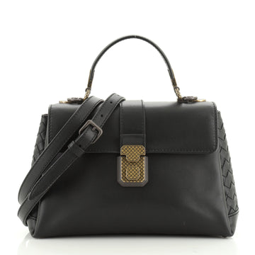 Bottega Veneta Piazza Top Handle Bag Leather with Intrecciato Detail Small