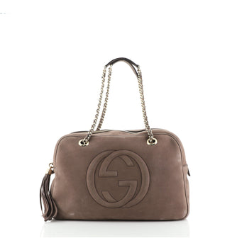 Gucci Soho Chain Zip Shoulder Bag Nubuck Medium
