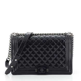 Chanel Boy Flap Bag Quilted Plexiglass Patent New Medium