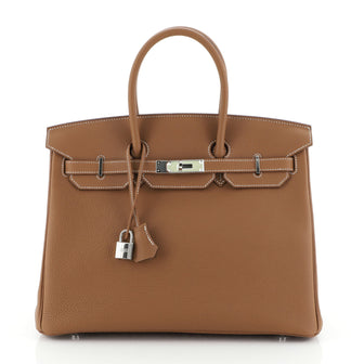 Hermes Birkin Handbag Brown Togo with Palladium Hardware 35