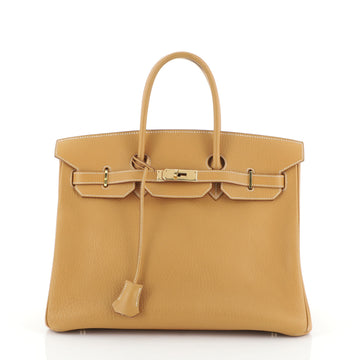 Hermes Birkin Handbag Brown Ardennes with Gold Hardware 35