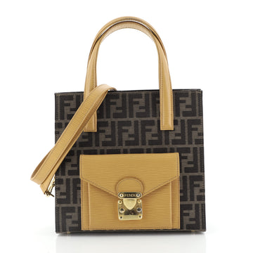 Fendi Vintage Front Pocket Tote Zucca Canvas with Leather Small