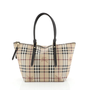 Burberry Salisbury Tote Haymarket Coated Canvas Small