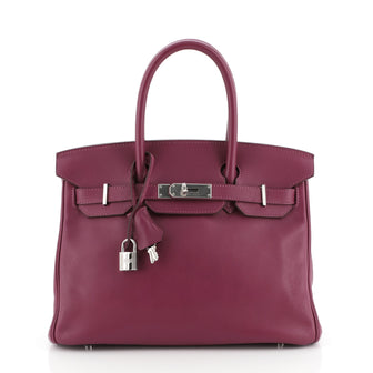 Hermes Birkin Handbag Purple Swift with Palladium Hardware 30