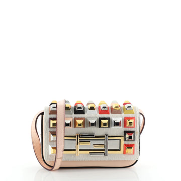 3Baguette Crossbody Bag Embellished Pony Hair and Leather Mini
