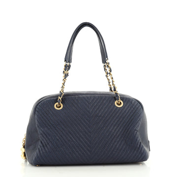 Chanel Surpique Bowling Bag Chevron Wrinkled Lambskin Medium