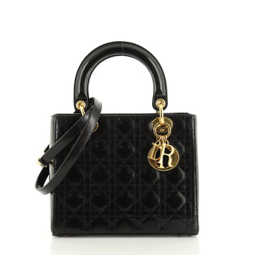 Christian Dior Vintage Lady Dior Bag Cannage Quilt Patent Medium