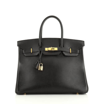 Hermes Birkin Handbag Black Gulliver with Gold Hardware 35