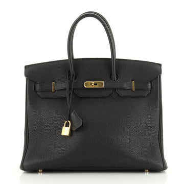 Hermes Birkin Handbag Black Togo with Gold Hardware 35
