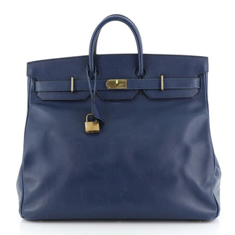 HAC Birkin Bag Bleu Saphir Ardennes with Gold Hardware 50