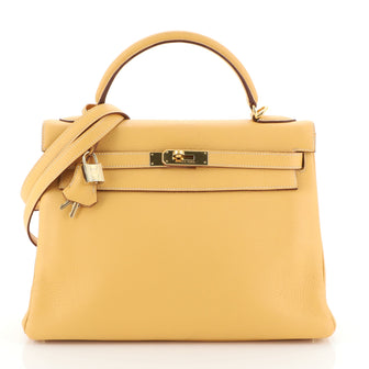 Hermes Kelly Handbag Brown Togo with Gold Hardware 32