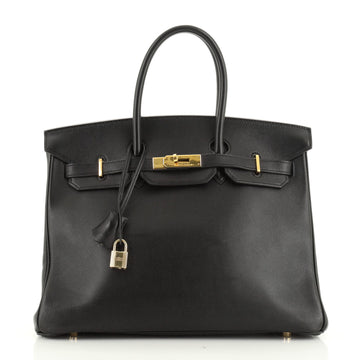 Birkin Handbag Noir Gulliver with Gold Hardware 35