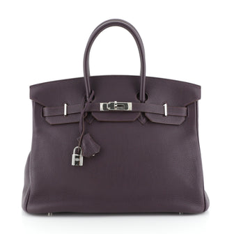 Hermes Birkin Handbag Purple Togo with Palladium Hardware 35