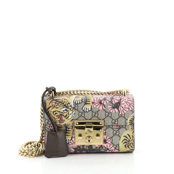 Gucci Padlock Shoulder Bag Bengal Print GG Coated Canvas Small