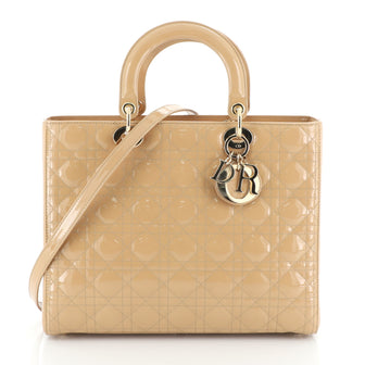 Christian Dior Lady Dior Bag Cannage Quilt Patent Large