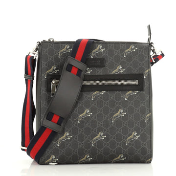 Gucci Web Strap Front Zip Messenger Bag Printed GG Coated Canvas Medium