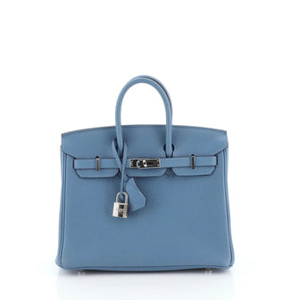 Hermes Birkin Handbag Blue Togo with Palladium Hardware 25
