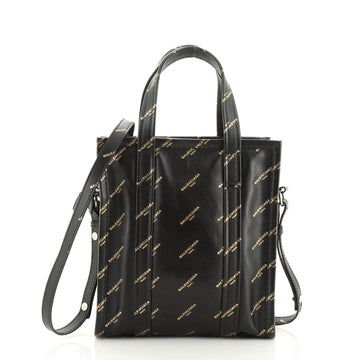 Balenciaga Bazar Logo Convertible Tote Printed Leather XS