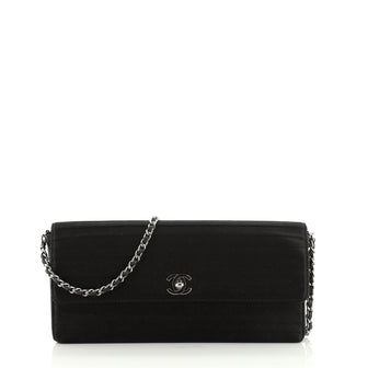 Chanel Vintage Clutch with Chain Pleated Satin Medium