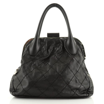 Chanel Expandable Zip Around Frame Bag Quilted Leather Large