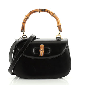Gucci Vintage Bamboo Convertible Top Handle Bag Leather Small