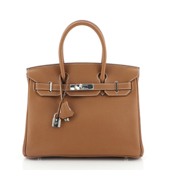 Hermes Birkin Handbag Brown Togo with Palladium Hardware 30