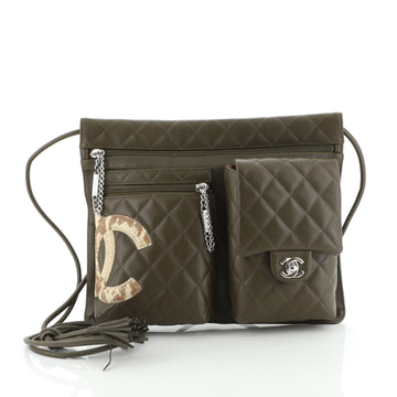 Cambon Waist Convertible Bag Quilted Leather with Python