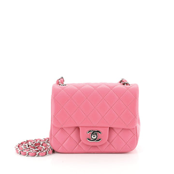 Square Classic Single Flap Bag Quilted Lambskin Mini