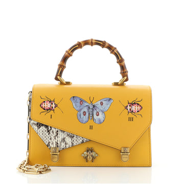 Gucci Ottilia Top Handle Bag Embellished Leather with Snakeskin Small