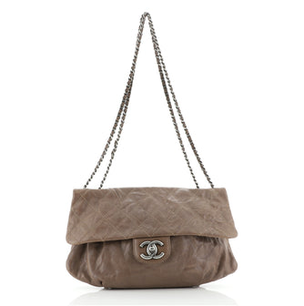 Chanel Elastic Flap Bag Quilted Glazed Caviar Medium