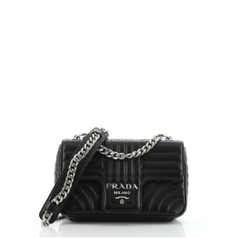 Prada Chain Flap Shoulder Bag Diagramme Quilted Leather Small
