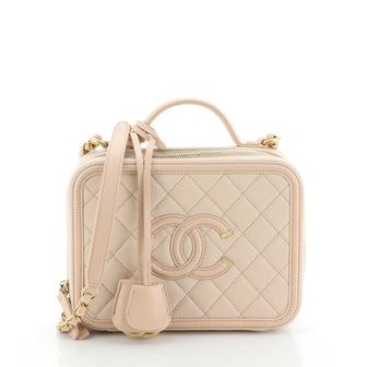 Chanel Filigree Vanity Case Quilted Caviar Medium